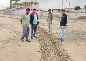 अटल बिहारी खेल परिसर दलोदा पर रनिंग ट्रैक का निर्माण चालू किया गया